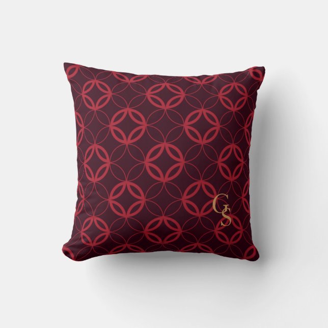 Coussin Chic rouge marocain cercle motif monogramme (Recto)