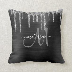 Coussin Chic Silver Parties scintillant Drives brossé nom 