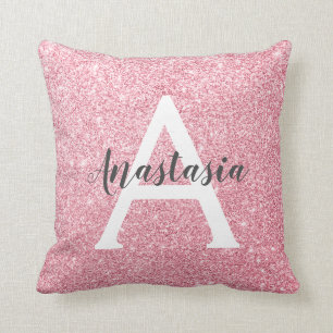 Coussin Chic & Tendance Rose Gold Paillettes Monogramme