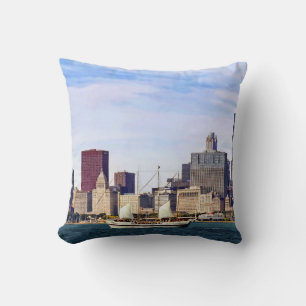 Coussin Chicago IL - Trois-mâts sur le lac Michigan