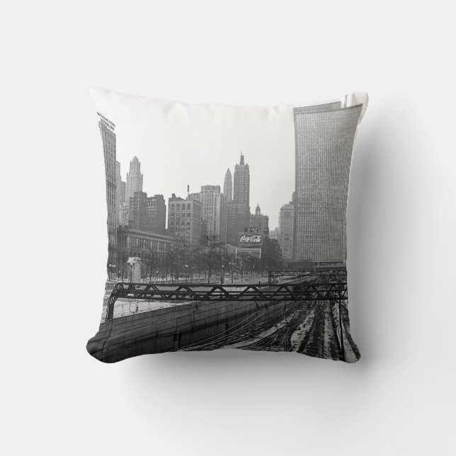 Coussin Chicago Rail Yards Downtown Railroad (Recto)