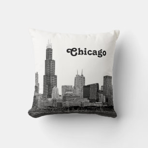 Coussin Chicago Skyline Etché