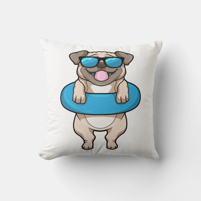 Coussin Chien à la natation avec anneau de natation (Recto)