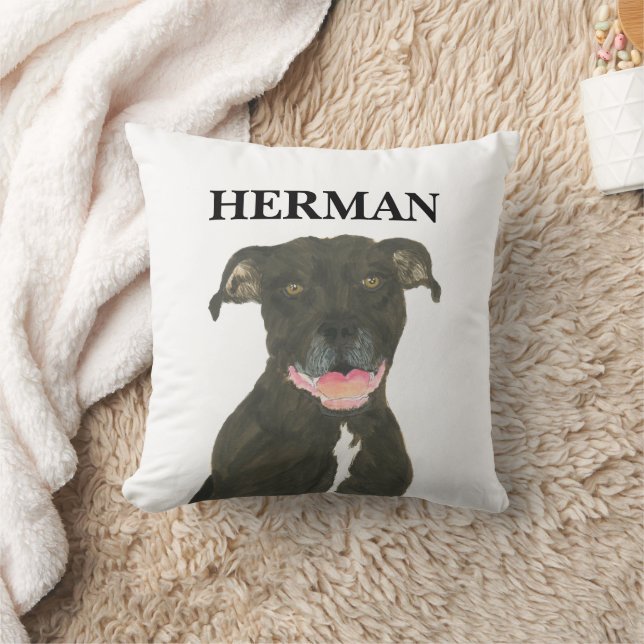 Coussin Chien agile noir réversible personnalisable (Couverture)