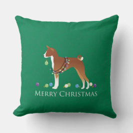 Coussin Chien Basenji Joyeux Noël Design
