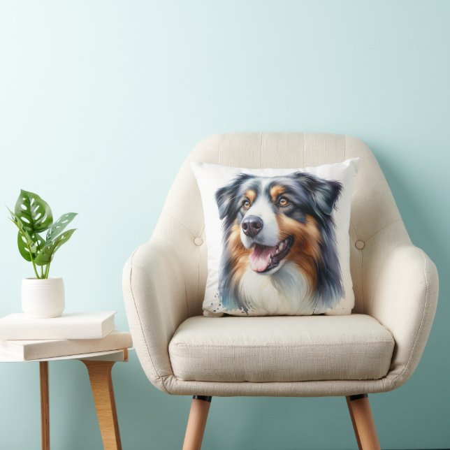 Coussin Chien berger australien de trois couleurs (Chaise)