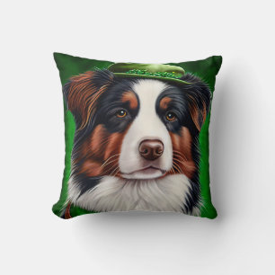 Coussin Chien Berger Australien en tenue de la Saint-Patri