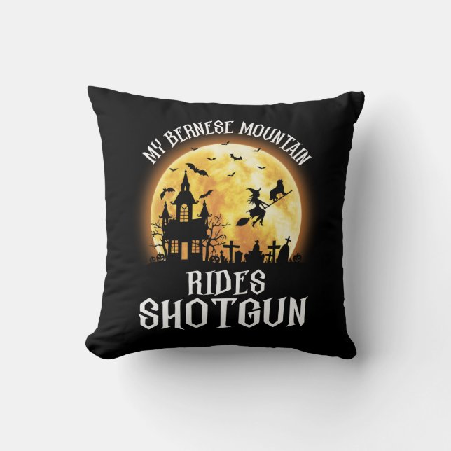 Coussin Chien bernois à cheval Shotgun, Chien Éffrayant Ha (Recto)