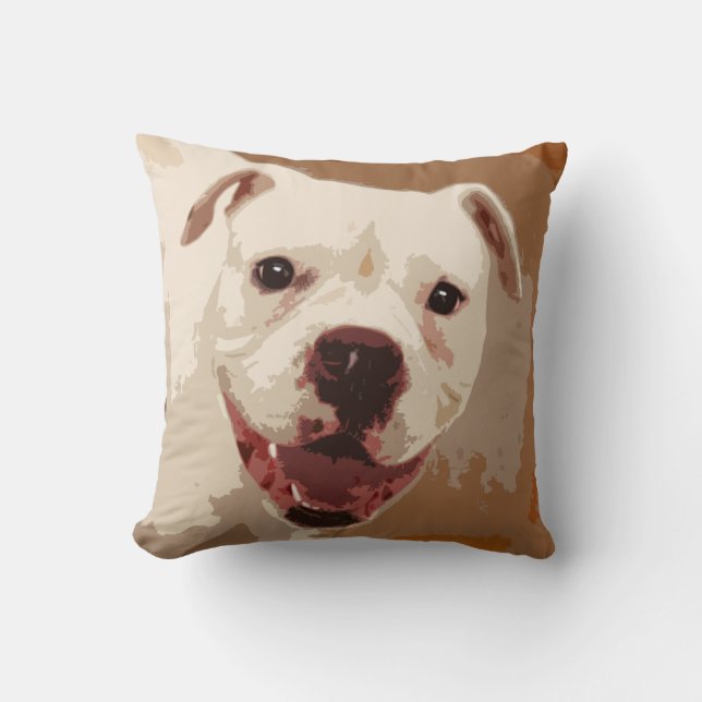 Coussin chien blanc de boxeur (Recto)