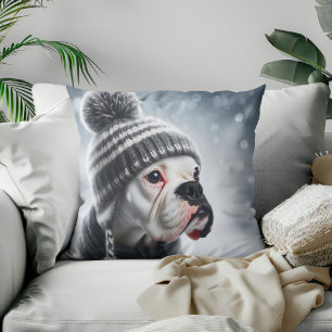 Coussin Chien Boxer en Hiver