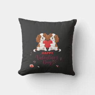 Coussin Chien Cavalier King Fleuris Joyeuse Saint-Valentin