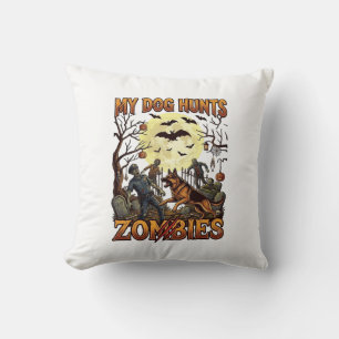 Coussin Chien chasse les zombies Halloween Berger allemand