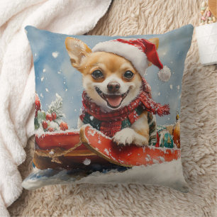 Coussin Chien Chihuahua dans un traîneau Laissez tomber la
