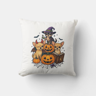 Coussin Chien Chihuahua Halloween Citrouilles Chapeau de S