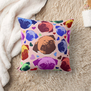 Coussin Chien Chiot Carlin Style PopArt Rétro