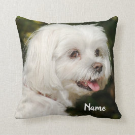 Coussin Chien chiot maltais blanc personnalisé
