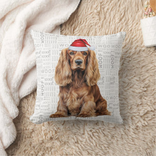 Coussin Chien Cocker Spaniel drôle Noël aquarelle