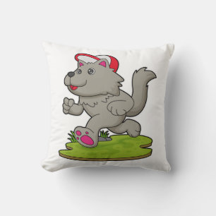 Coussin Chien comme coureur avec Casquette