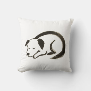 Coussin Chien couché - Brosse d'encre Confort sur