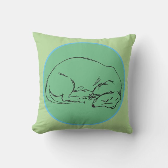 Coussin Chien Dachshund endormi (Recto)