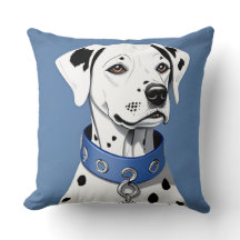 Chien dalmate portant un collier bleu