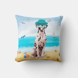 Coussin Chien dalmate sur la plage