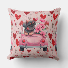 Coussin Chien dans une voiture avec le coeur