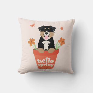 Coussin Chien De Berger Australien En Pot De Fleurs