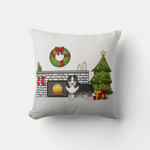 Coussin Chien de berger des Shetland tricolore dans une sa