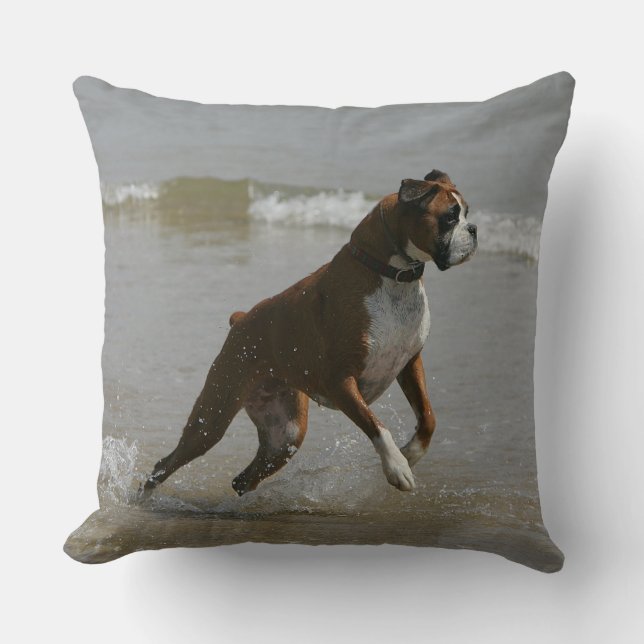 Coussin Chien de boxeur dans l'eau (Recto)