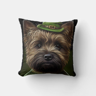 Coussin Chien de Cairn Terrier en Robe de la Saint Patrick