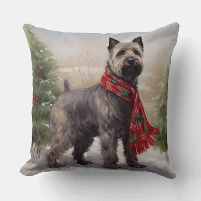 Coussin Chien de Chesapeake à Noël de neige (Recto)