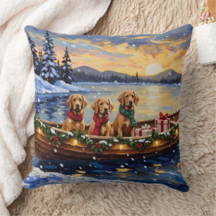 Coussin Chien de Chesapeake Noël Bateau Fêtes