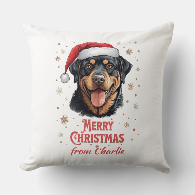 Coussin Chien de Chien de Père Noël Joyeux Noël (Recto)