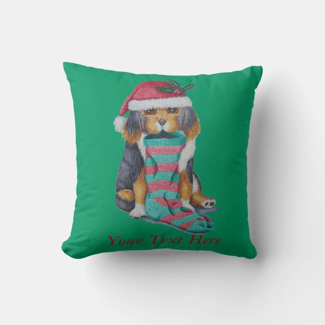 Coussin chien de chiot noir et brun mignon pour noël (Recto)