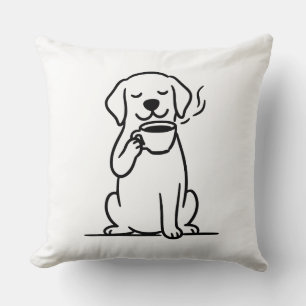 Coussin Chien de contenu Humeur café