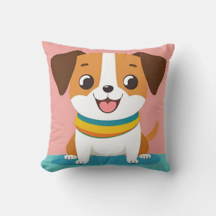 Coussin Chien de dessin animé adorable avec expression joy