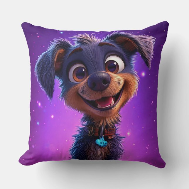 Coussin Chien de dessin animé mignon (Recto)