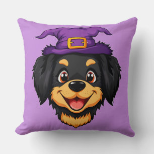 Coussin Chien de dessin animé mignon portant un chapeau de