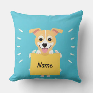 Coussin Chien de Dessin Animé Nom Personnalisé Cadeau Pers