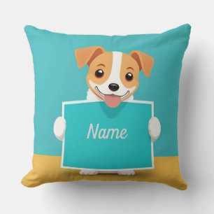 Coussin Chien de Dessin Animé Personnalisé Nom Personnalis