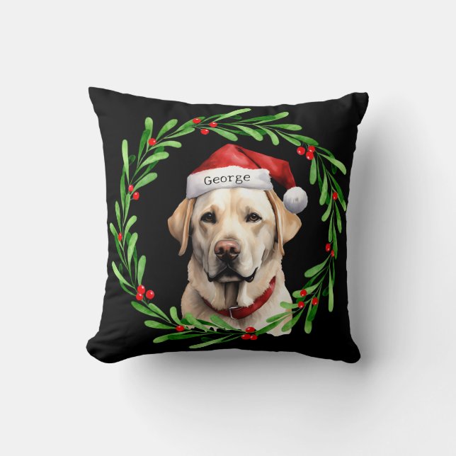 Coussin Chien de Noël Yellow Lab Labrador Retriever Père N (Recto)
