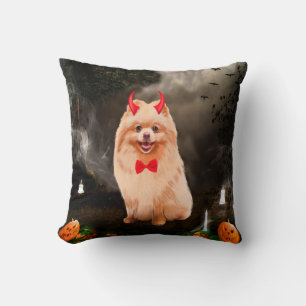Coussin Chien de Poméranie en costume Halloween