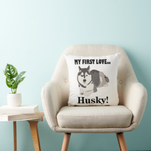Coussin Chien de Sibérie Husky Pot et Sibérien Husky