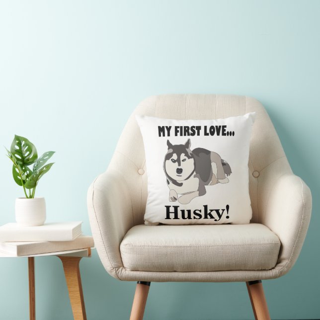 Coussin Chien de Sibérie Husky Pot et Sibérien Husky (Chaise)
