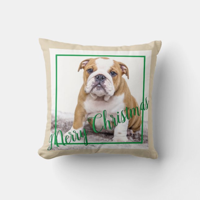 Coussin Chien de taule vert de Noël (Recto)