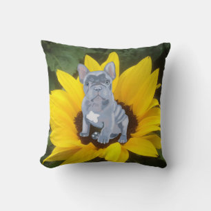Coussin Chien de taureau bleu gris français Chien et tourn