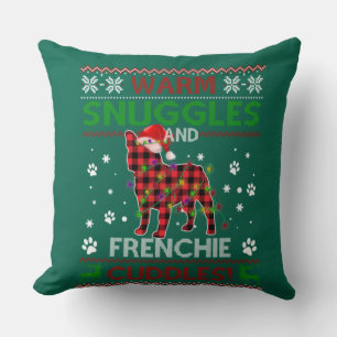 Coussin Chien de taureaux français laide pull Noël Pajama 