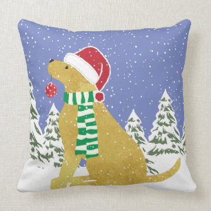 Coussin Chien de vacances Noël Golden Retriever