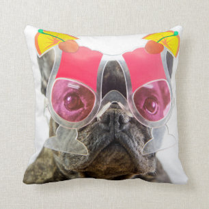 Coussin Chien des images   de Getty avec des verres de